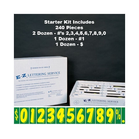 Ez Line 7 1/2" Yellow & Green Windshield Numbers Kit (20 Doz) Pk 229